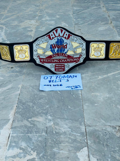 AWA World Tag Team Wrestling Championship Belt Adult Size 4mm Metal Plates CNC replica adults size