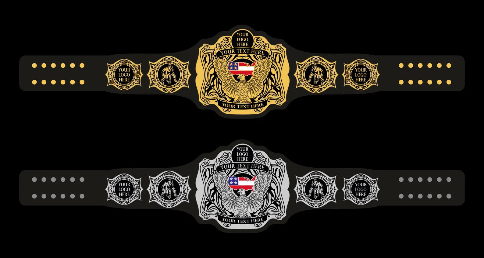 Custom Championship Belt – Personalized Logo & Name – Gold/Nickel Plated – 2mm/4mm – Real Leather Strap