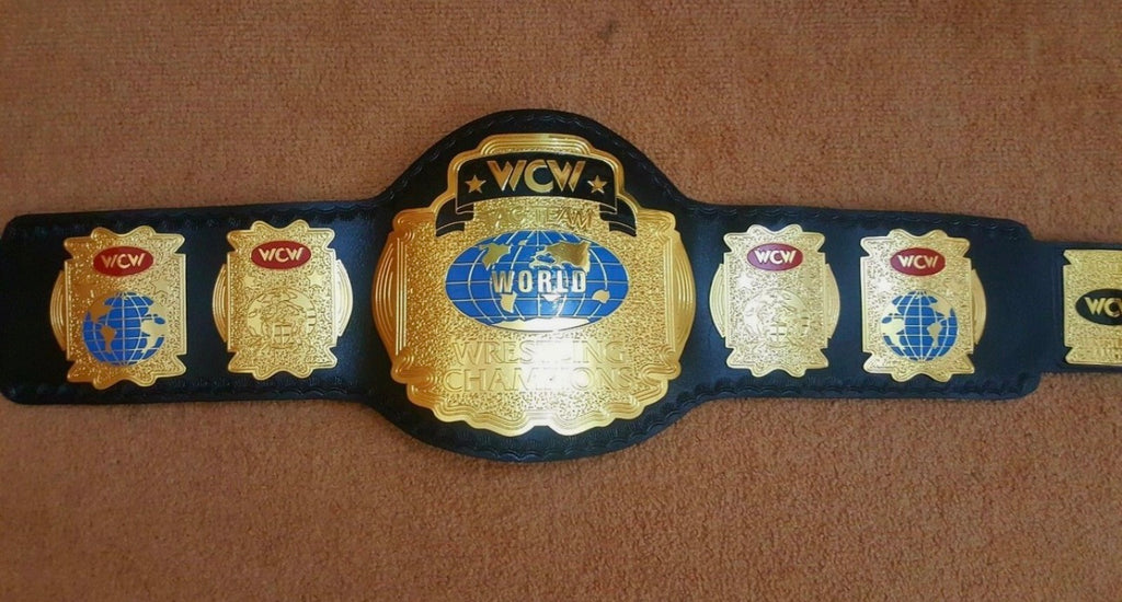 WCW World Tag Team Championship Belt 4mm zinc floppy hand tooled leather strap deep etching 24k gold
