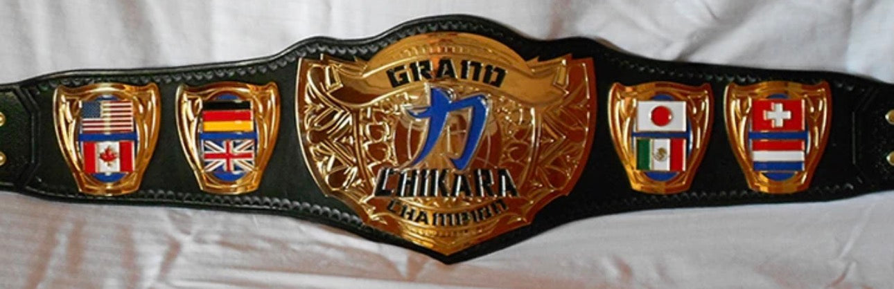 Grand N chikara champion wrestling belt replica 4mm zinc 24k gold with real leather adult size