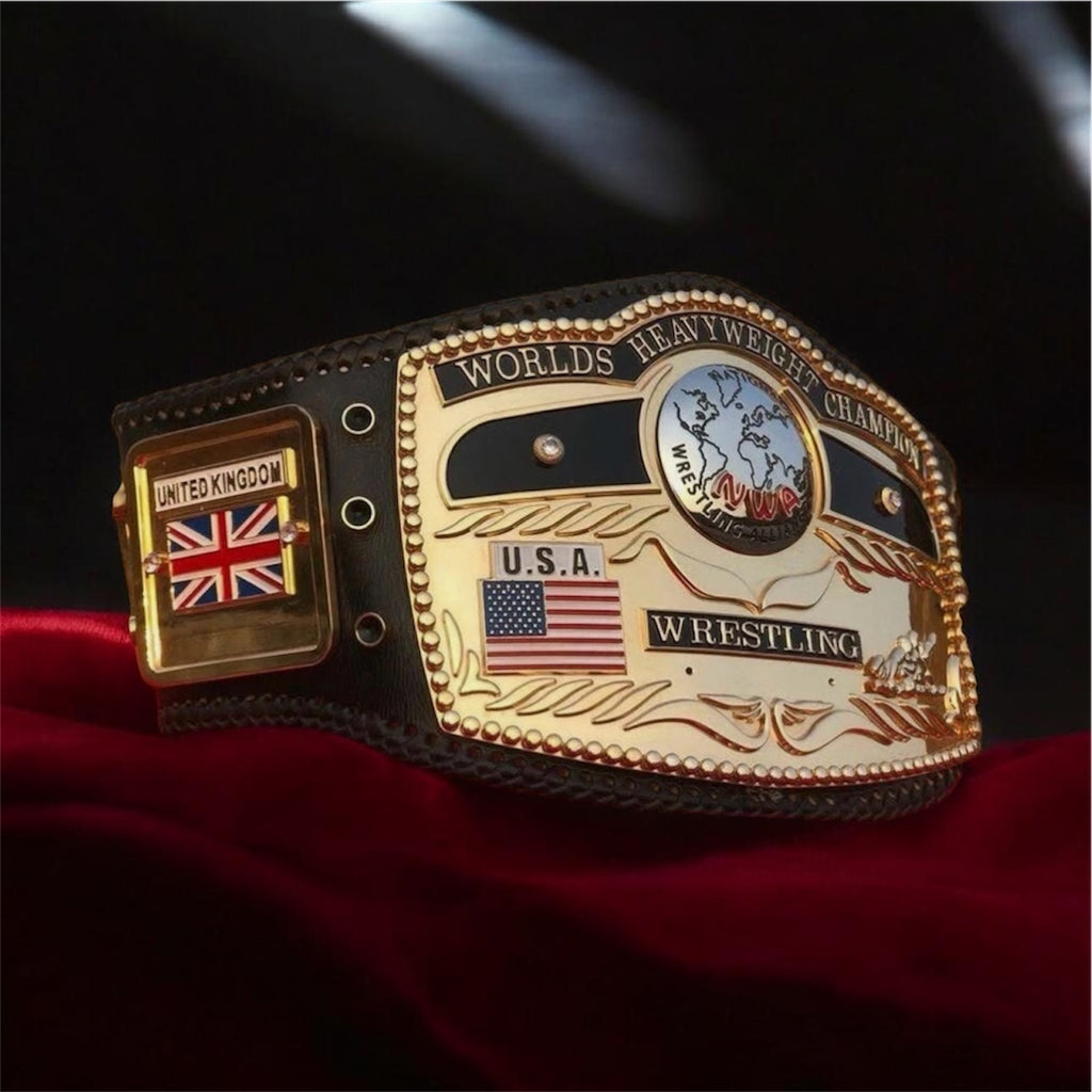 NWA DOM GLOBE WORLDS HEAVYWEIGHT CHAMPION WRESTLING BELT 4MM IN ZINC