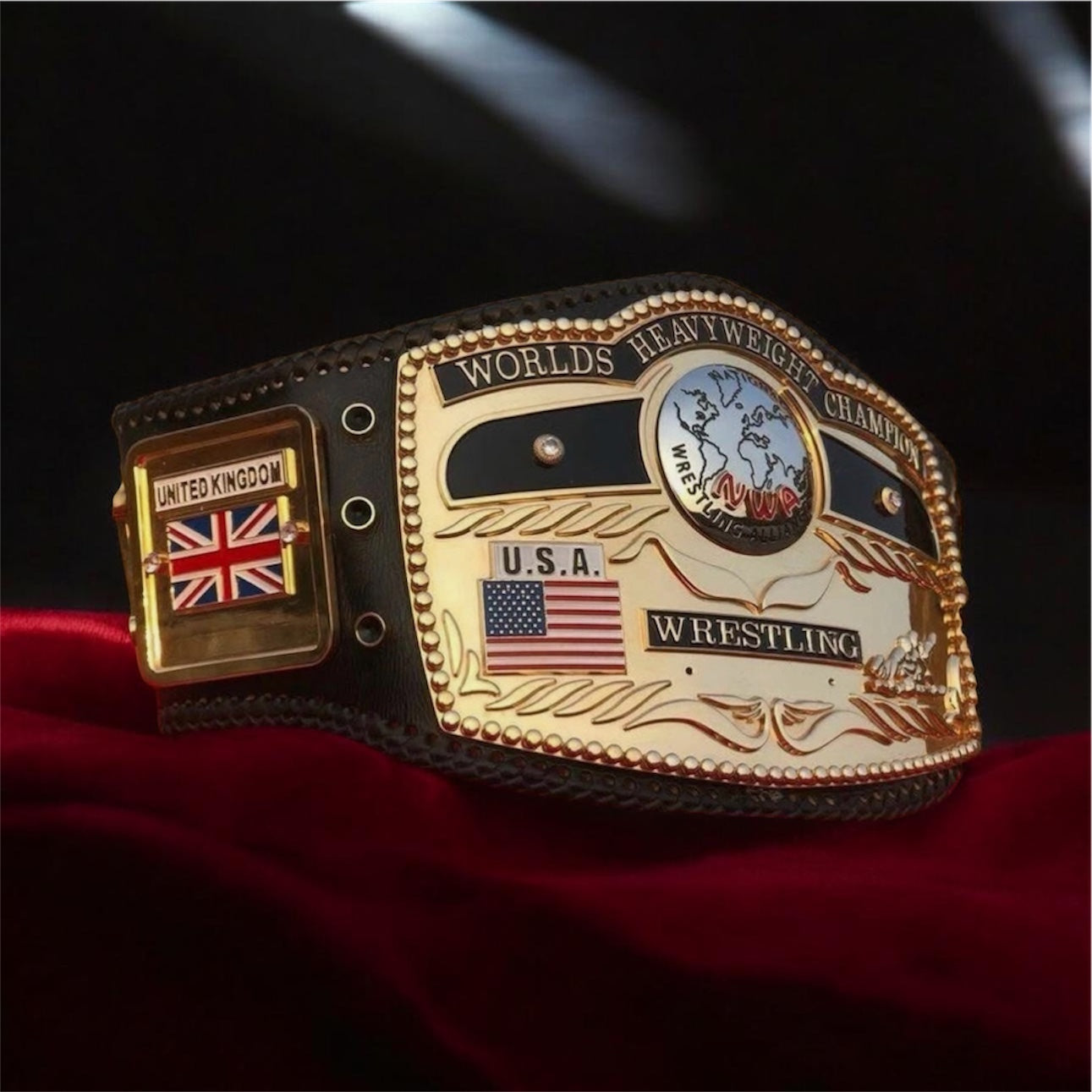 NWA DOM GLOBE WORLDS HEAVYWEIGHT CHAMPION WRESTLING BELT 4MM IN ZINC