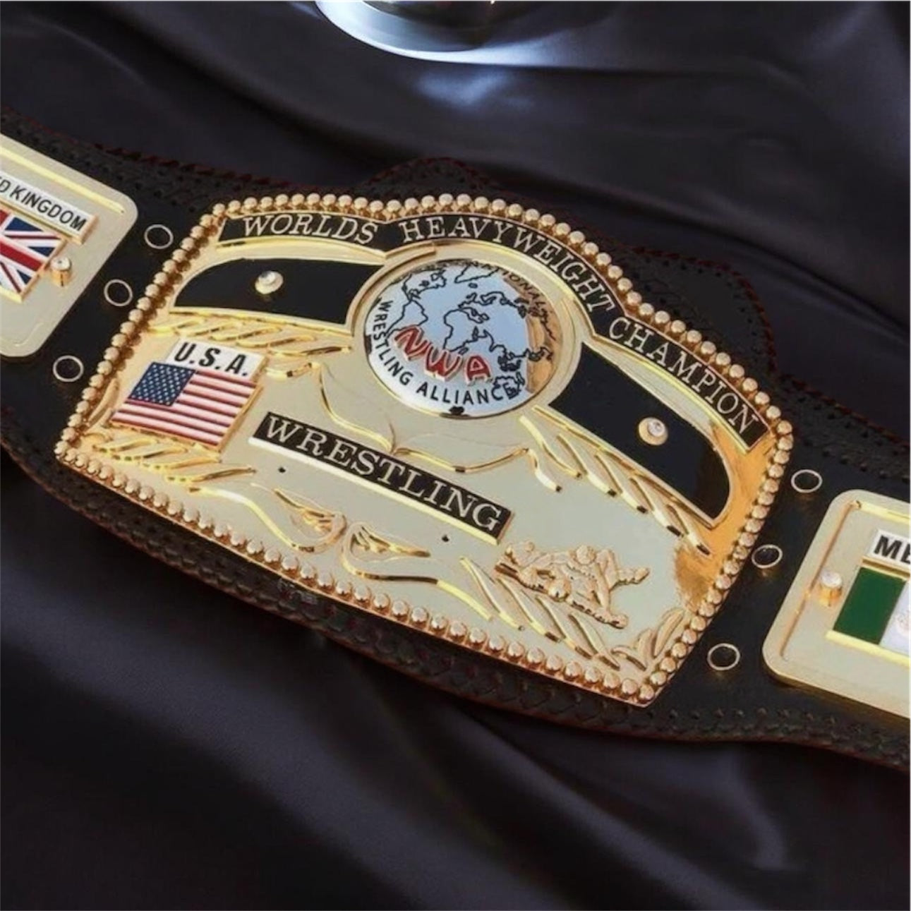 NWA DOM GLOBE WORLDS HEAVYWEIGHT CHAMPION WRESTLING BELT 4MM IN ZINC