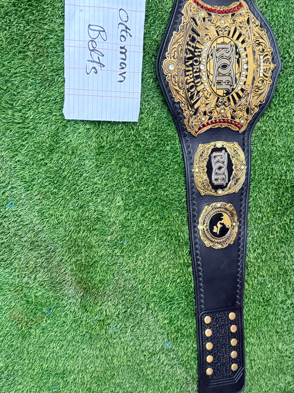 ROH World Television Championship Replica Title Belt 4mm Zinc metal plates deep etching original cowhide leather strap