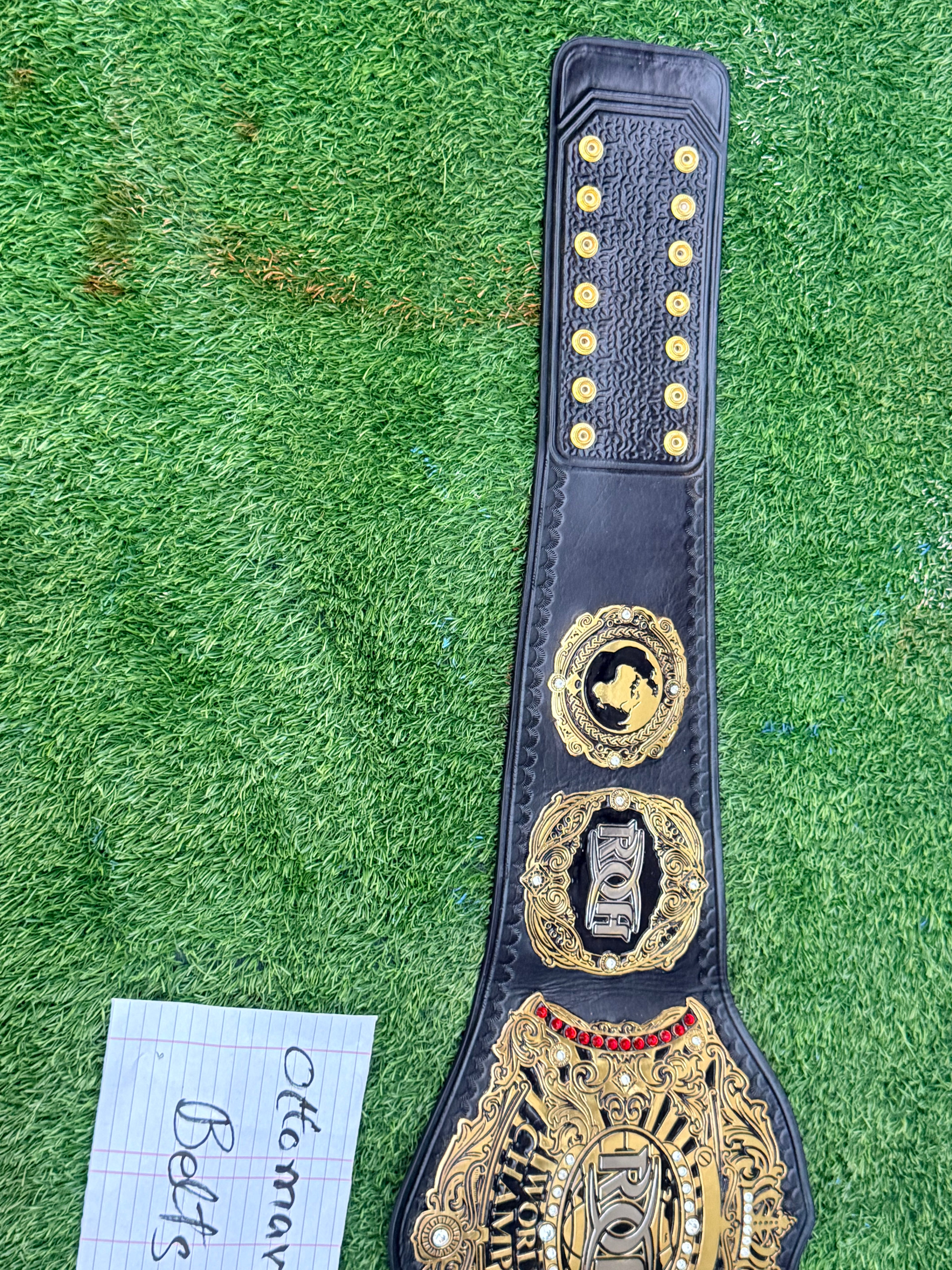 ROH World Television Championship Replica Title Belt 4mm Zinc metal plates deep etching original cowhide leather strap