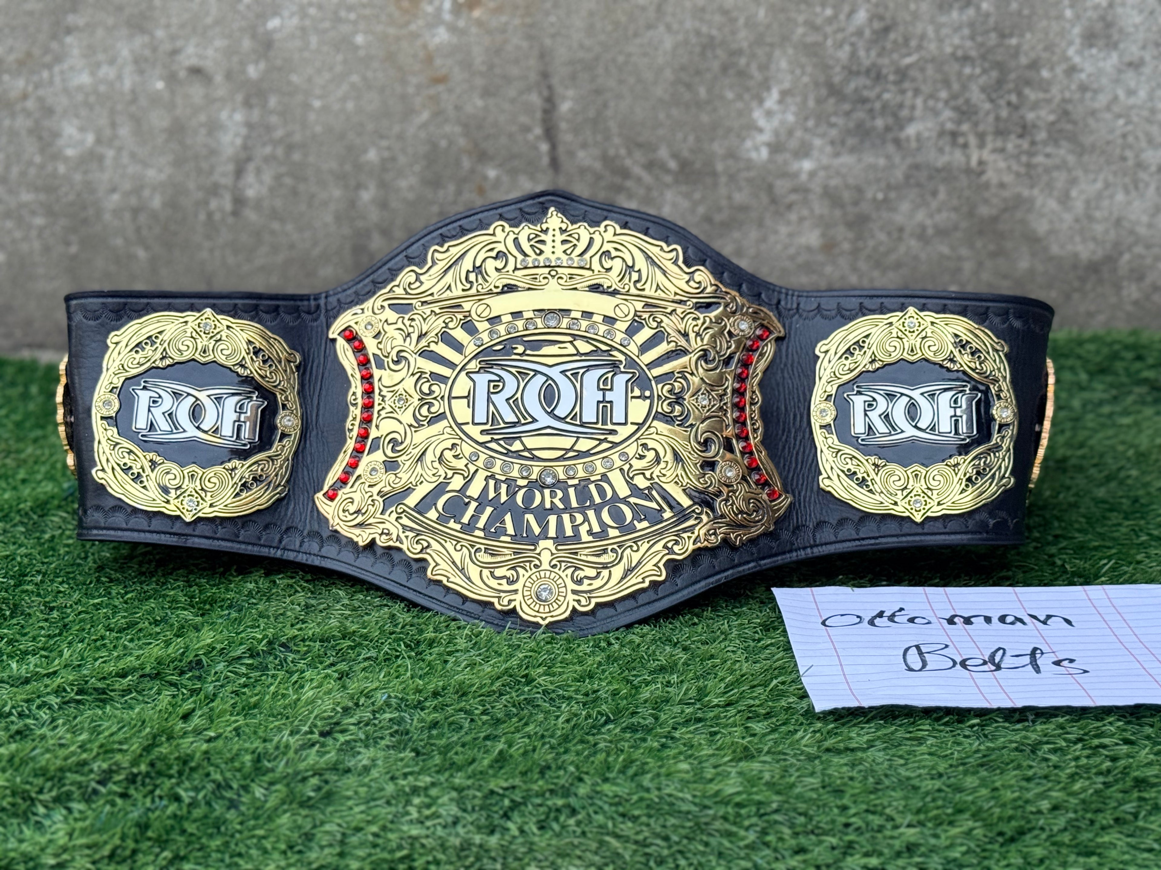 ROH World Television Championship Replica Title Belt 4mm Zinc metal plates deep etching original cowhide leather strap