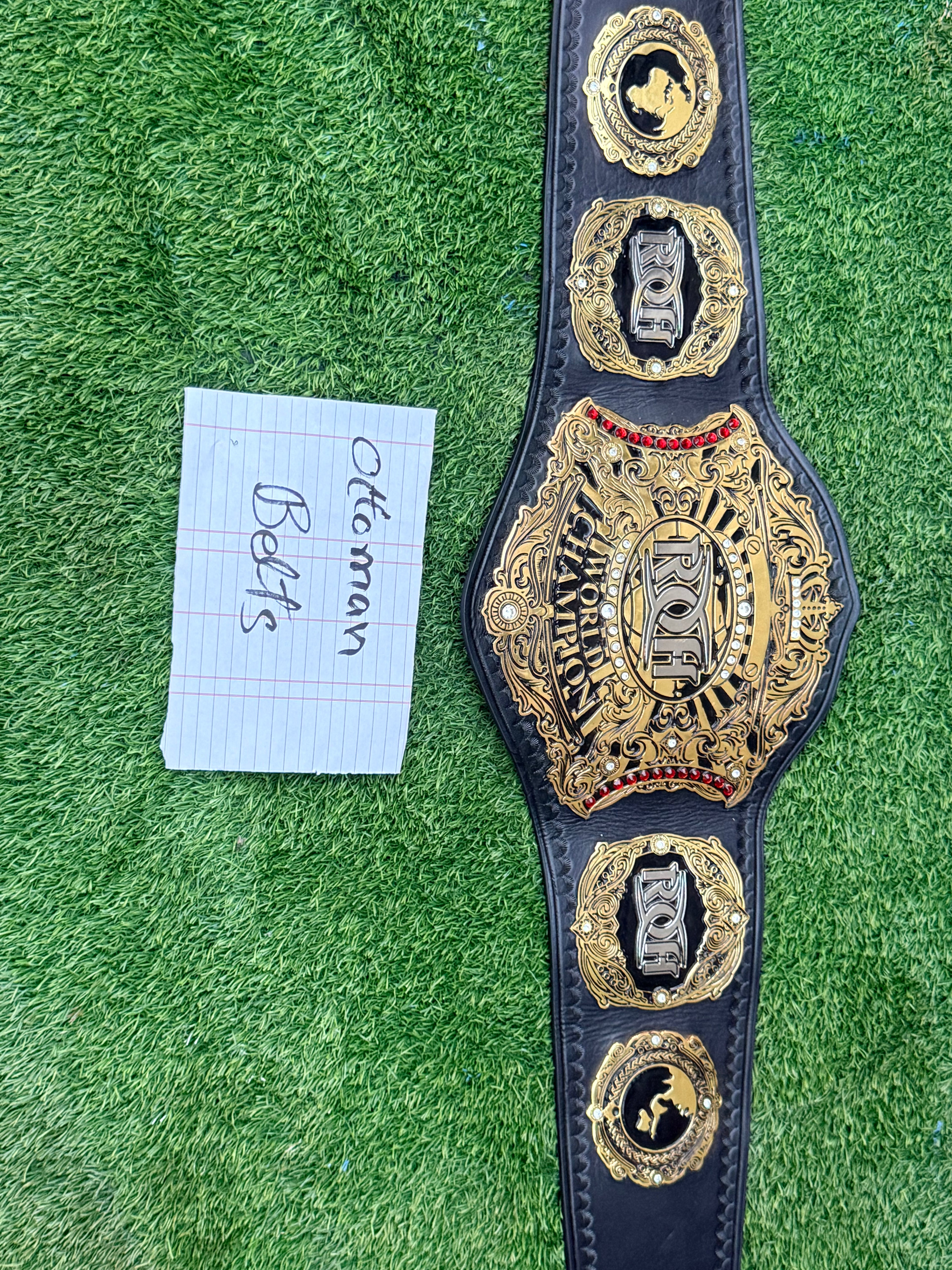 ROH World Television Championship Replica Title Belt 4mm Zinc metal plates deep etching original cowhide leather strap
