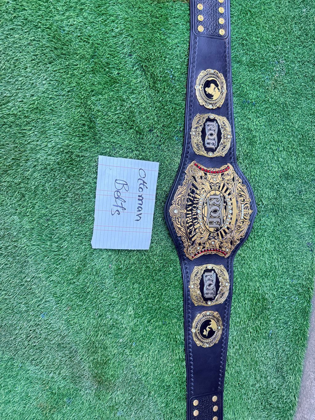 ROH World Television Championship Replica Title Belt 4mm Zinc metal plates deep etching original cowhide leather strap
