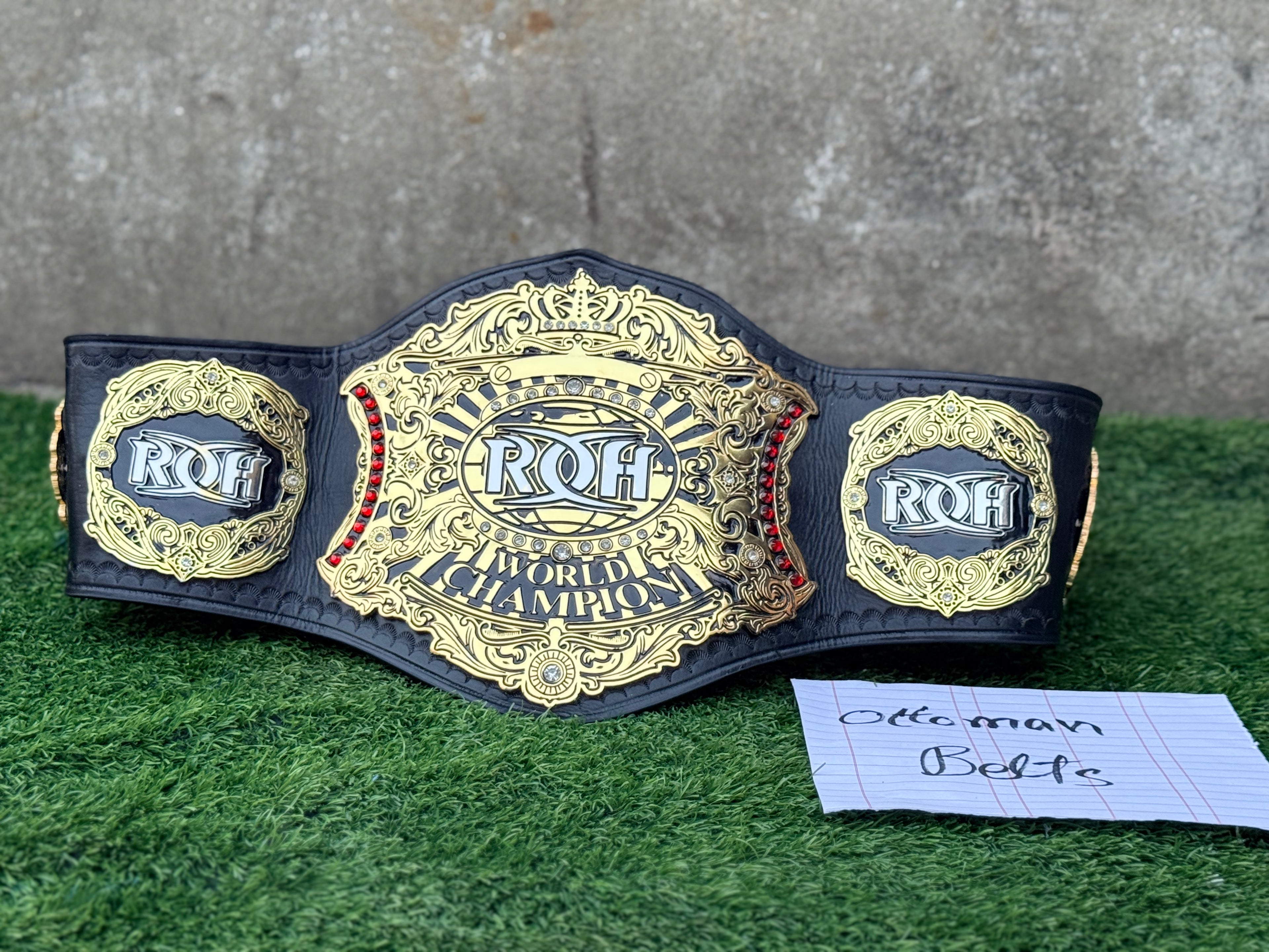 ROH World Television Championship Replica Title Belt 4mm Zinc metal plates deep etching original cowhide leather strap