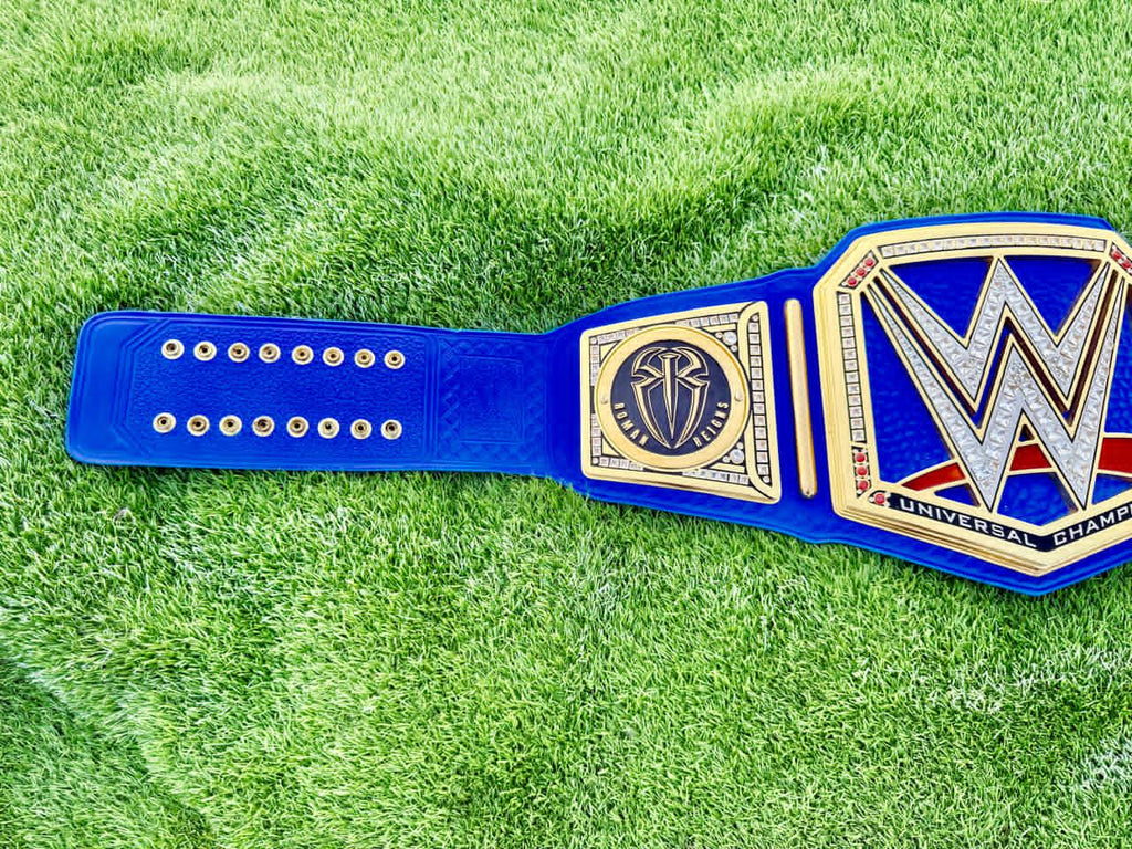 Universal Championship Wrestling Belt Premium CNC 3D  Adult Size 16MM Blue/ Roman Reigns side plates With Hand Made Leather
