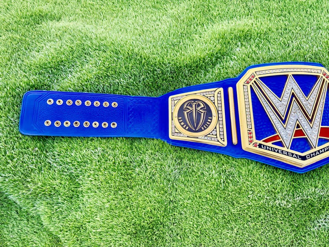 Universal Championship Wrestling Belt Premium CNC 3D  Adult Size 16MM Blue/ Roman Reigns side plates With Hand Made Leather