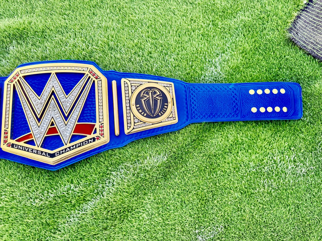 Universal Championship Wrestling Belt Premium CNC 3D  Adult Size 16MM Blue/ Roman Reigns side plates With Hand Made Leather