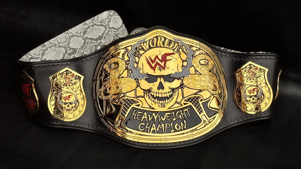 Premium CNC 3D Smoking Skull Championship Wrestling Belt Adults Size 4MM 24K Gold With Cowdie Leather Adults Size