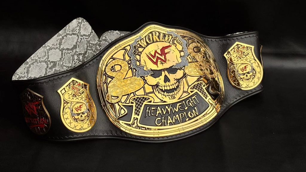 Premium CNC 3D Smoking Skull Championship Wrestling Belt Adults Size 4MM 24K Gold With Cowdie Leather Adults Size