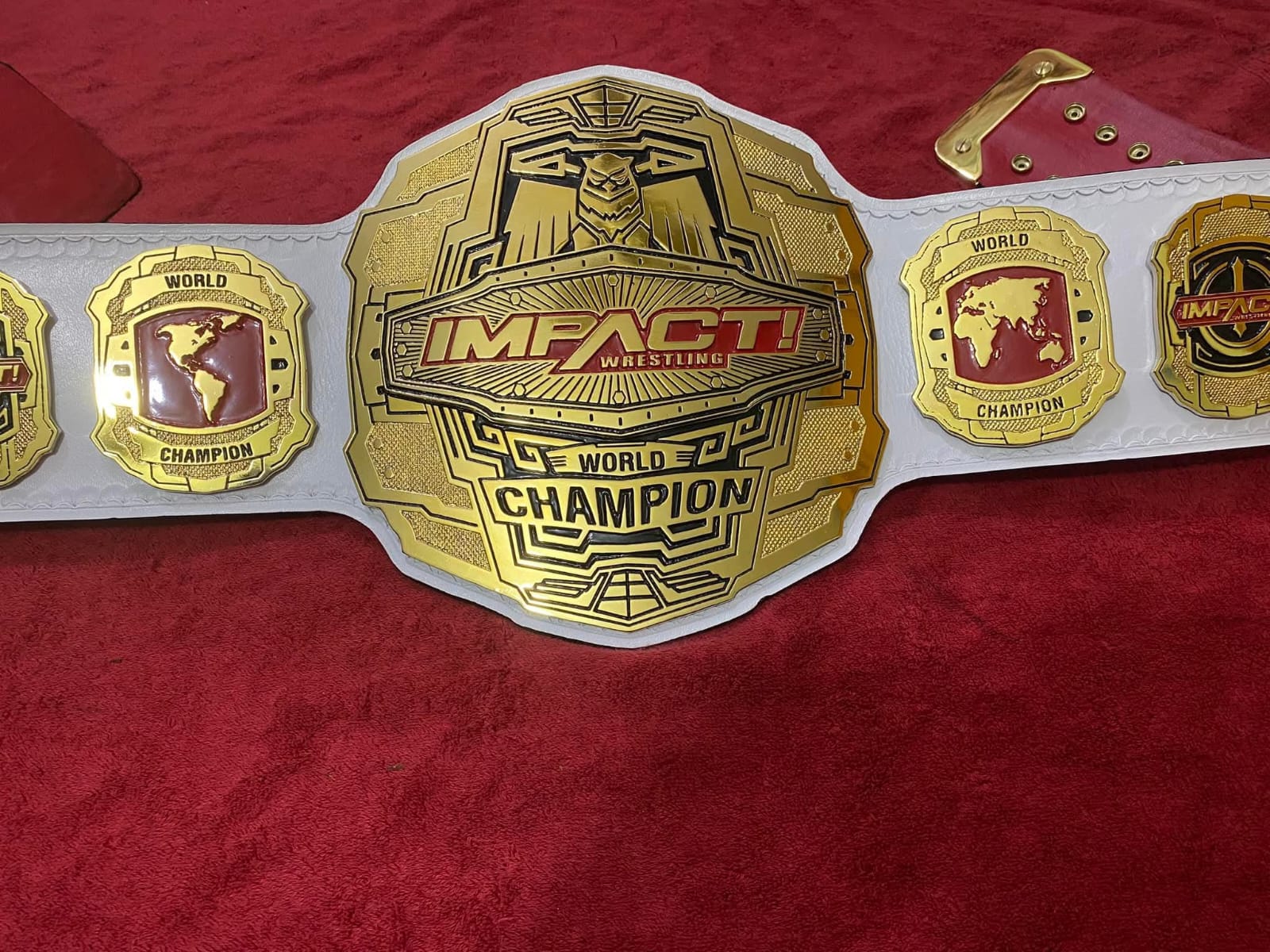TNA Impact World Heavyweight Wrestling Championship Title Belt | Custom 4MM Zinc Gold Plated | White Leather Strap |