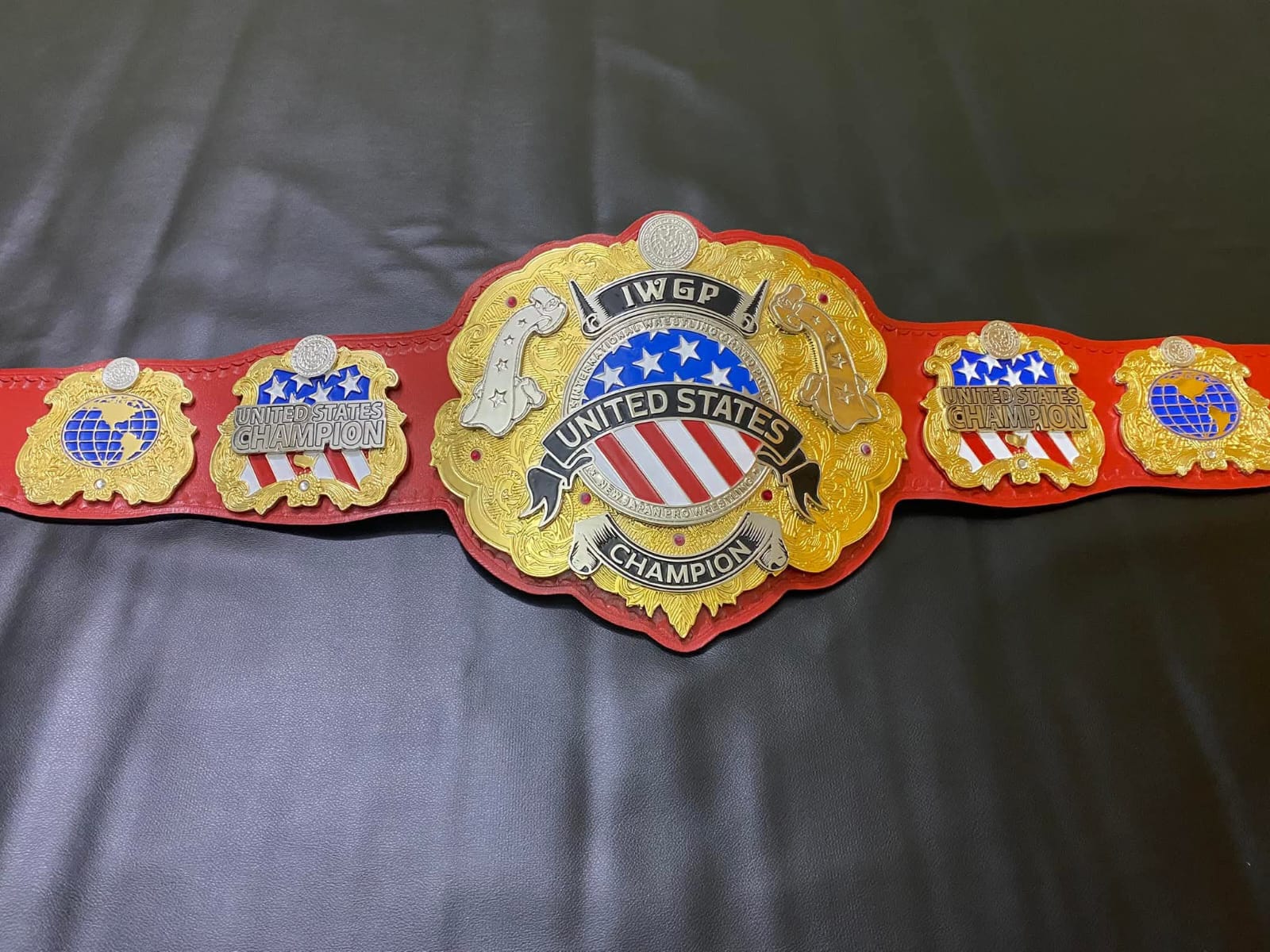 IWGP United State Championship Wrestling Replica Leather Belt Adult Size 4mm Zinc
