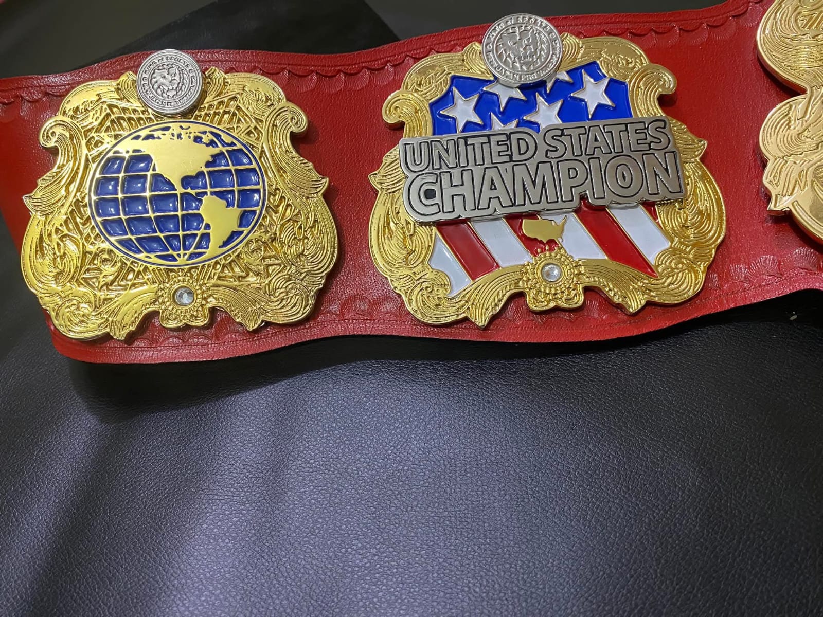 IWGP United State Championship Wrestling Replica Leather Belt Adult Size 4mm Zinc