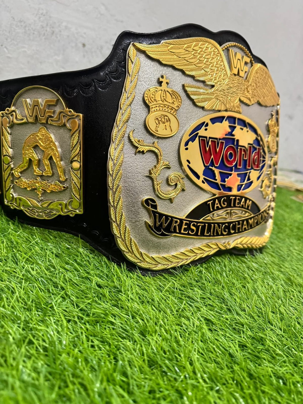 Premium CNC 3D World Tag Team Championship Wrestling Belt Adults Size Hand Texture 24K Dual Plates Real Leather hand Tooling