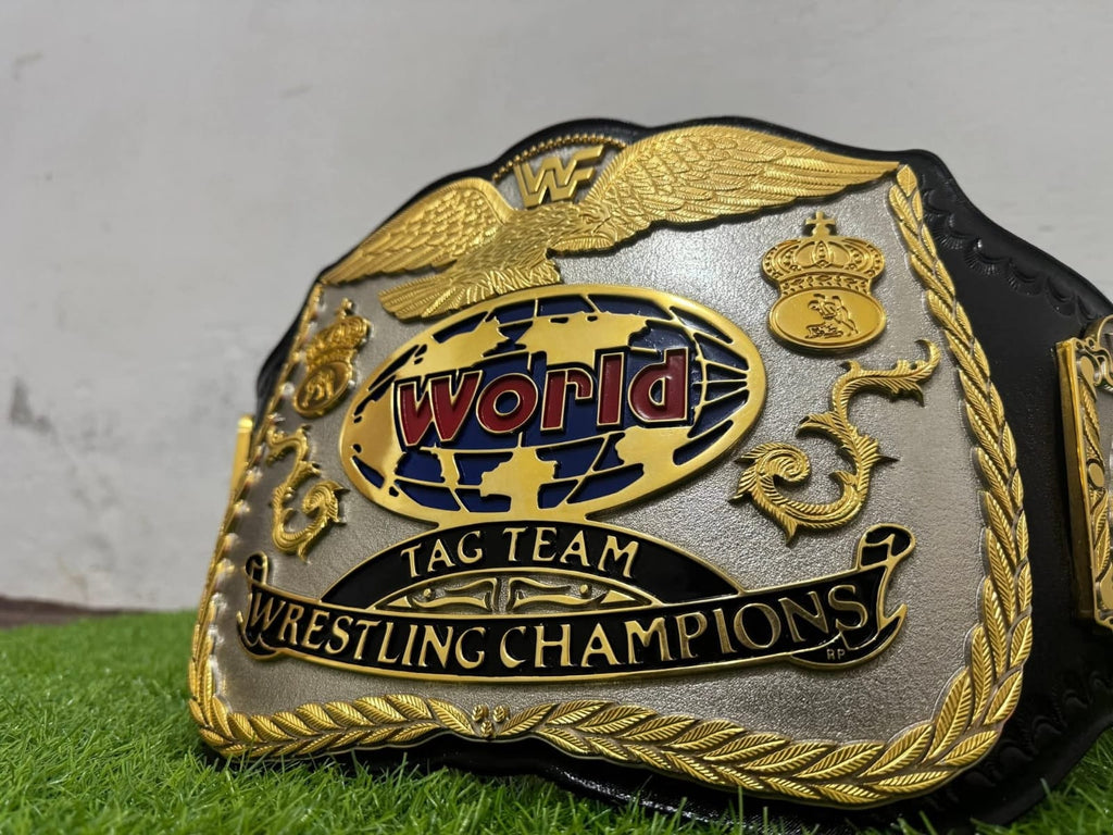 Premium CNC 3D World Tag Team Championship Wrestling Belt Adults Size Hand Texture 24K Dual Plates Real Leather hand Tooling