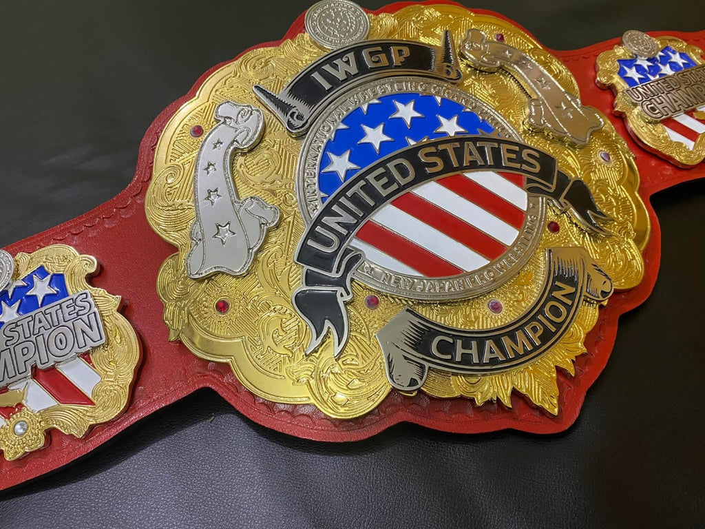 IWGP United State Championship Wrestling Replica Leather Belt Adult Size 4mm Zinc