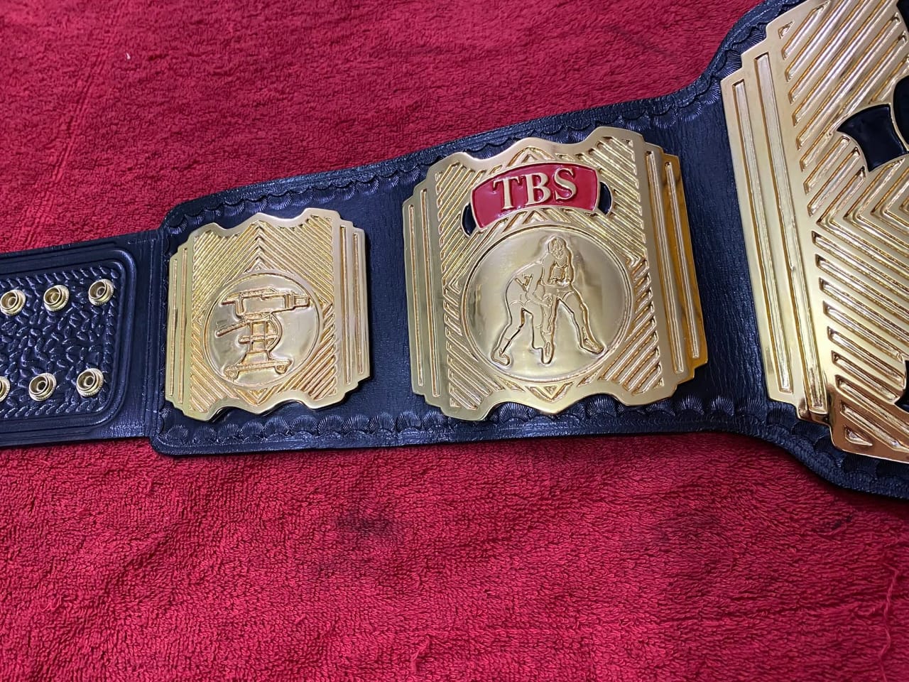 WCW Television Heavyweight 4mm Championship Belt Gold Plated Real Leather - High-Density Brass Alloy Plates