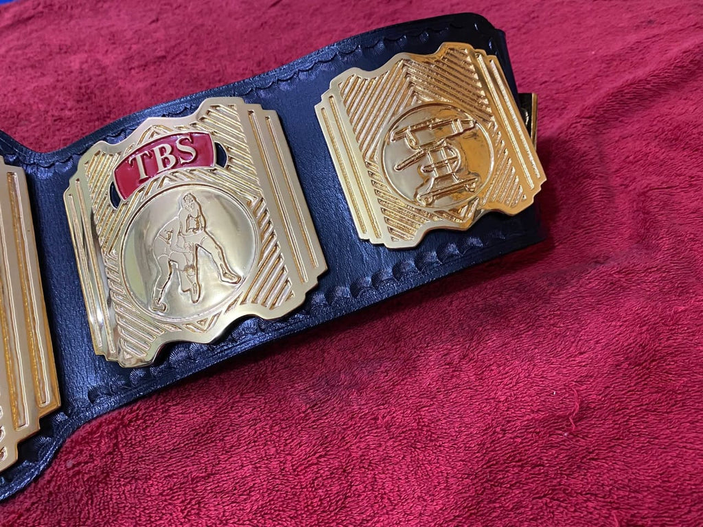 WCW Television Heavyweight 4mm Championship Belt Gold Plated Real Leather - High-Density Brass Alloy Plates