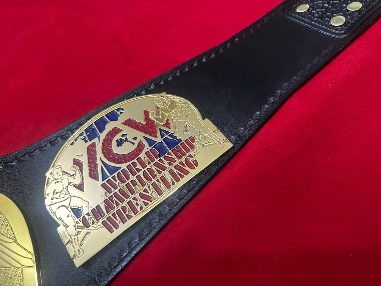 WCW Champion Belt World Tag Team World Wrestling Championship Belt 4MM Zinc Adult - Gold Plating - Genuine Leather