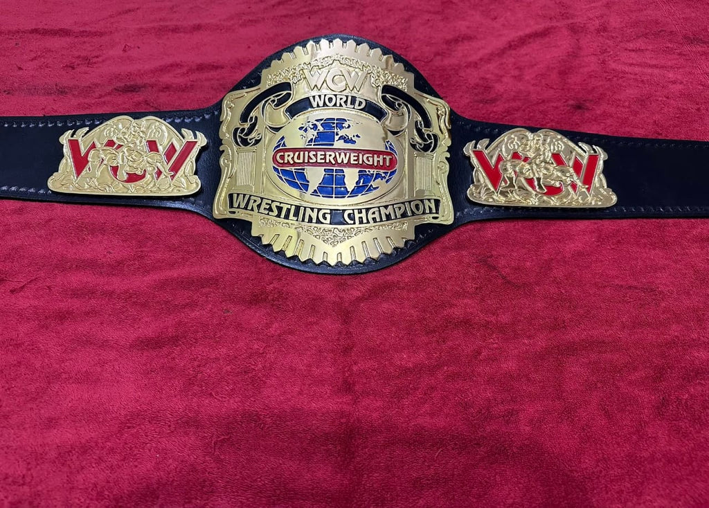WCW Champion Belt World Tag Team World Wrestling Championship Belt 4MM Zinc Adult - Gold Plating - Genuine Leather