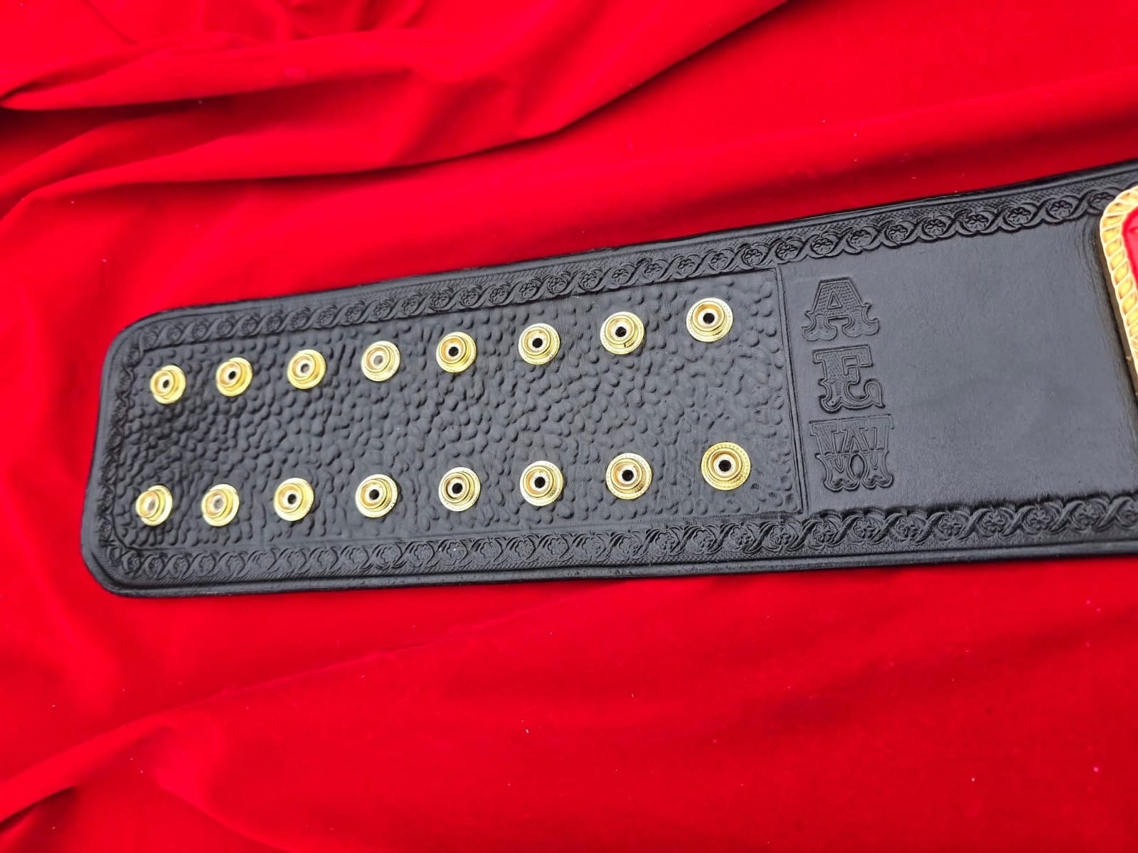 Premium CNC 3D AEW National Championship Belt Adults  4MM 24K Gold Real Leather Hand Tooling