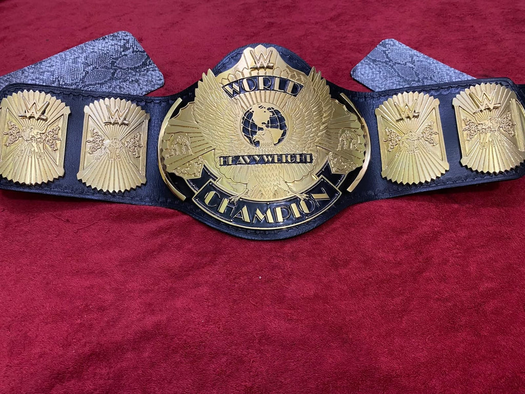 TNA International World Championship Replica | 4mm Zinc - 24k Gold– Black Leather Straps