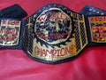 World ECW Tag Team Champions Zinc materiel 4mm thickness plates deep clean engraving upgrade cowhide floppy leather strap