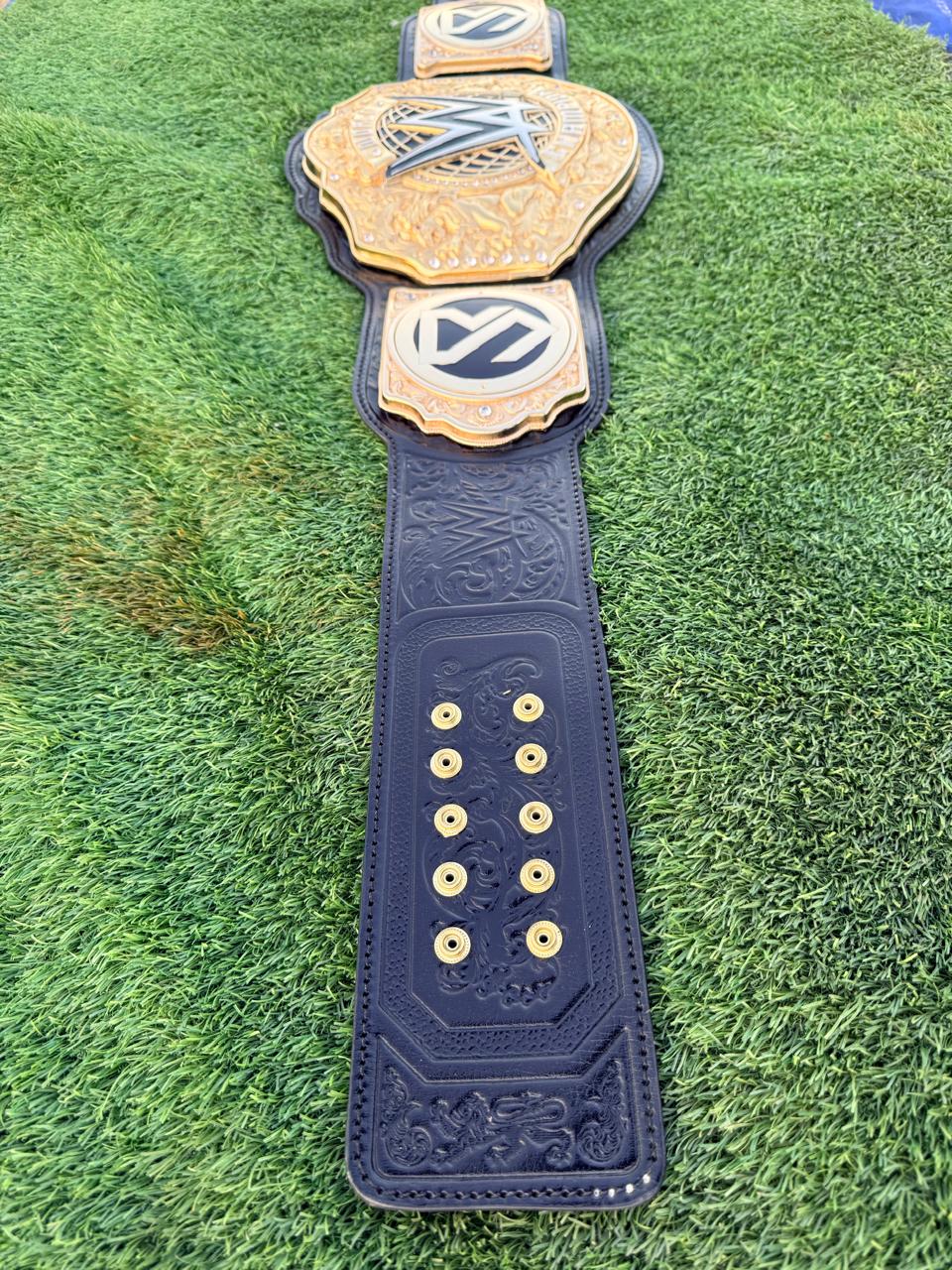 PREMIUM SETH WORLD HEAVYWEIGHT CHAMPIONSHIP REPLICA TITLE 24K GOLD HAND TOOLING LEATHER