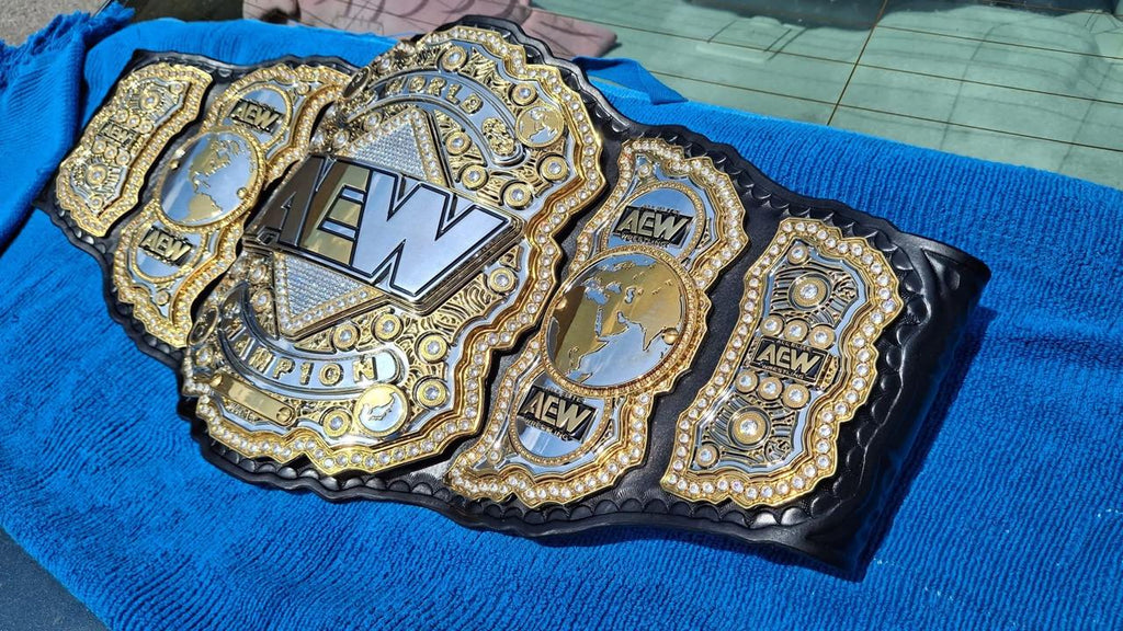 Premium CNC 3D AEW World Championship Replica Belt | 4mm Zinc – Silver and Gold Plated with 4-Layer Stacked Design