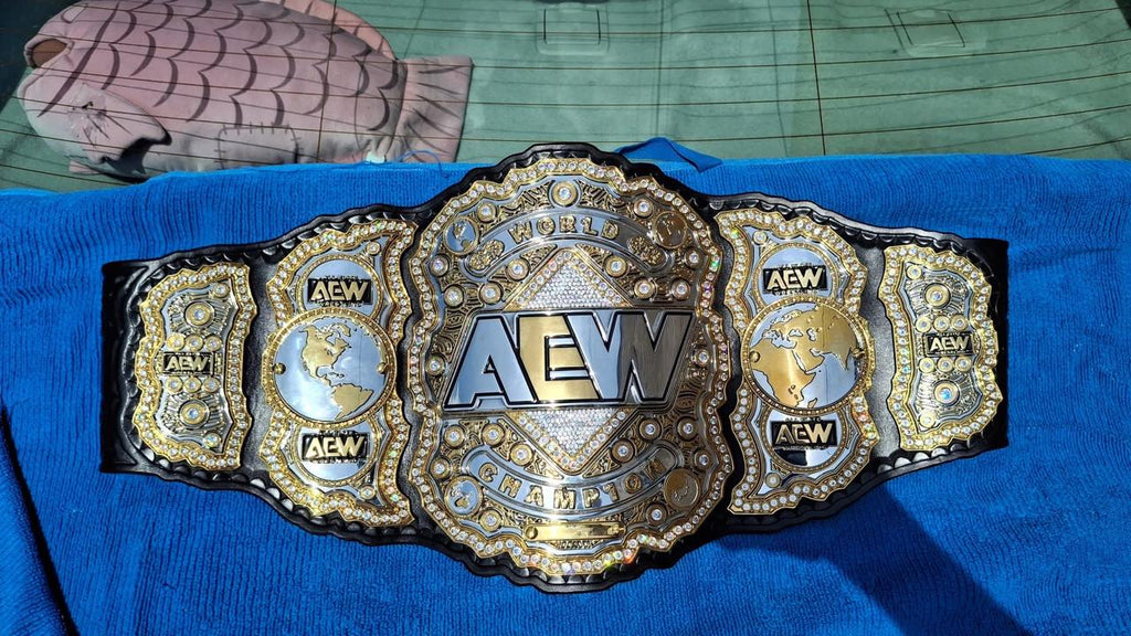 Premium CNC 3D AEW World Championship Replica Belt | 4mm Zinc – Silver and Gold Plated with 4-Layer Stacked Design