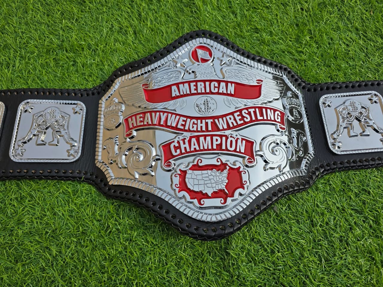Premium CNC 3D NWA American Heavyweight Wrestling Championship Belt Replica – 4MM Zinc Silver Finish