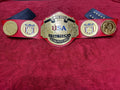 Nwa United states Tag Team Championship belt,4mm Zinc,Gold Plated.real Leather