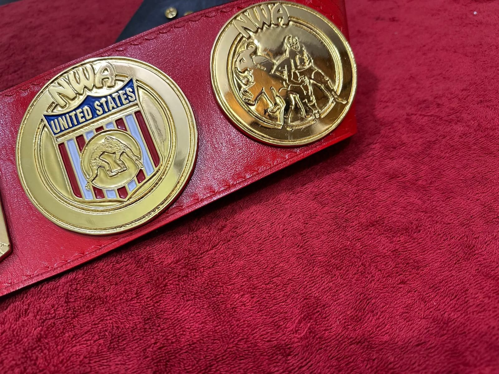 Nwa United states Tag Team Championship belt,4mm Zinc,Gold Plated.real Leather