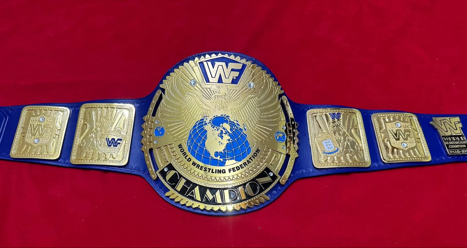 Wwf Block Logo Big Eagle Heavyweight Wrestling Championship belt 4mm Zinc Blue