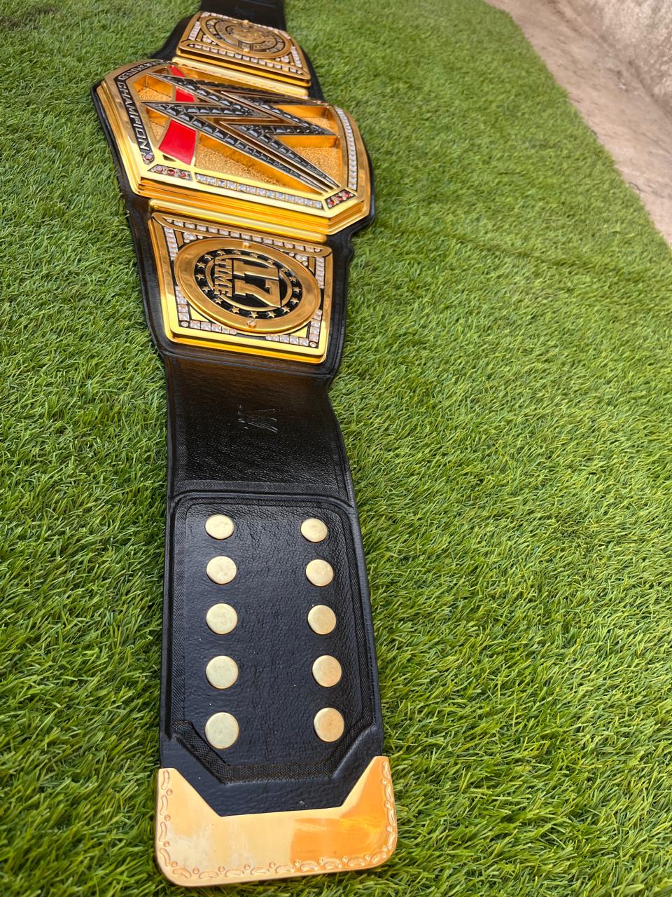 Premium CNC 3D Undisputed Championship replica belt featuring John Cena side plates 24K Gold Hand Tooling Leather