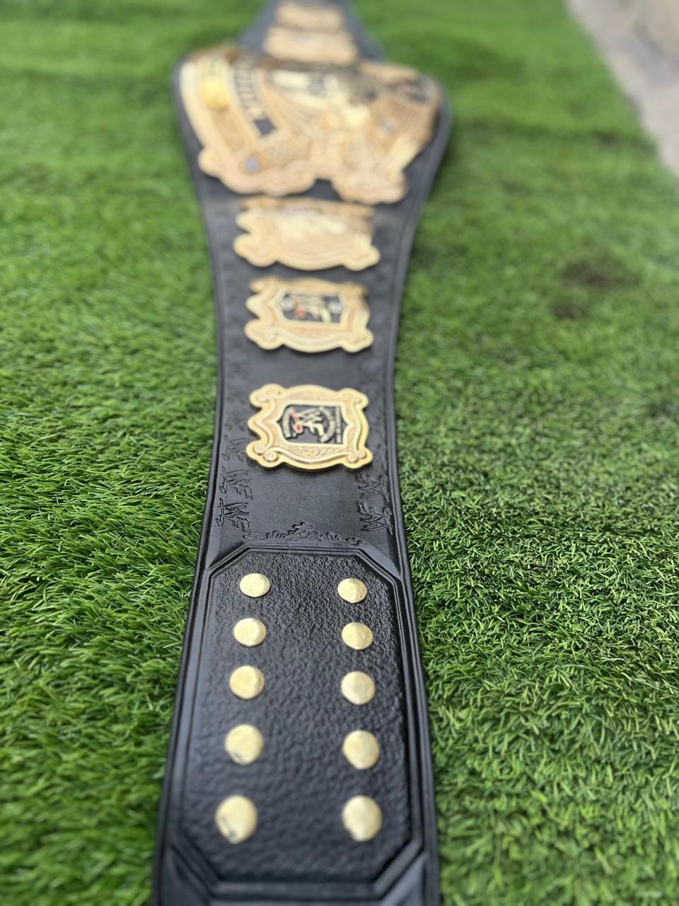 Premium CNC 3D Old Undisputed Championship Belt 24k Gold Hand Tooling Leather
