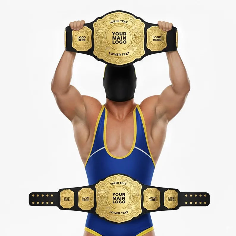 Custom Wrestling Heavyweight Championship Belt 2mm | Personalized Logo, Real Leather Strap