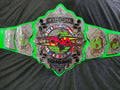4MM Zinc TNA International Heavyweight Championship Title Belt with Custom Green Strap Adult Size.