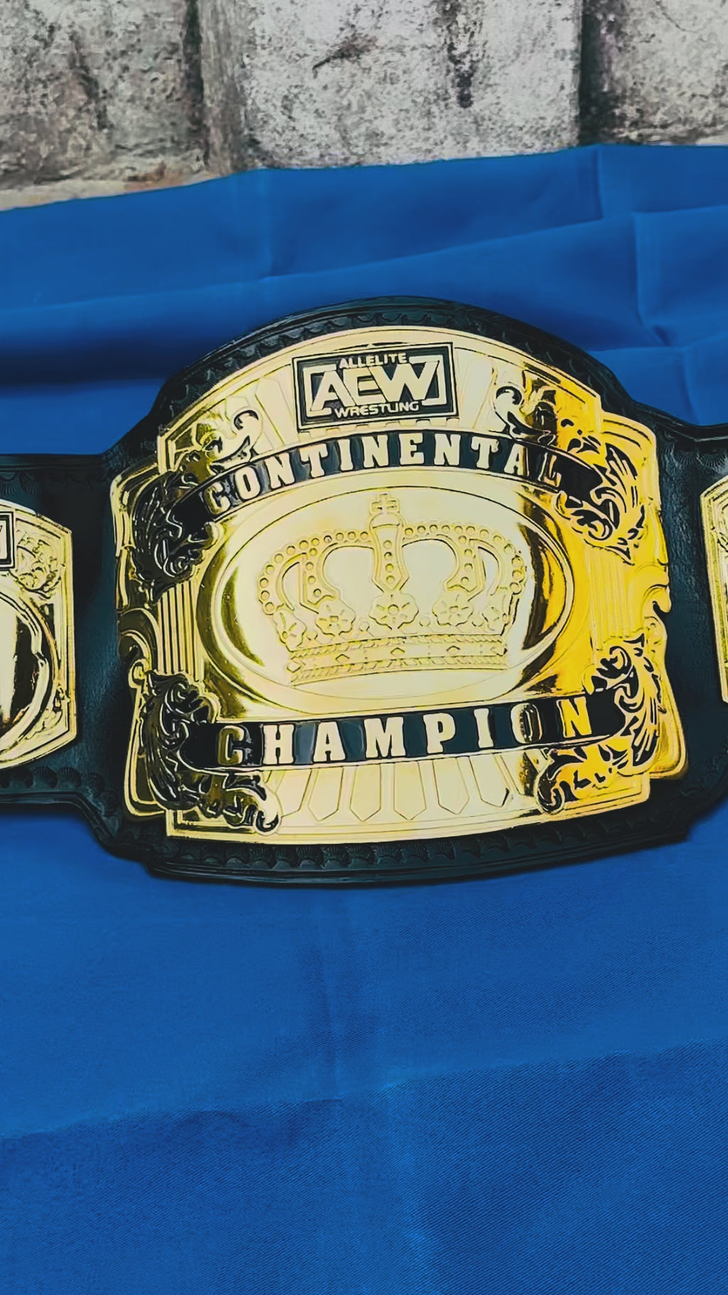 AEW Continental Championship custom belt for wrestling figures 4mm zinc metal plates 24k gold hand tooled leather strap deep etching adults size