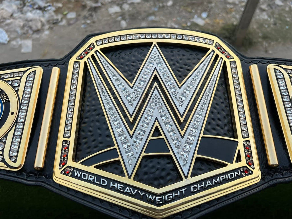 Premium CNC 3D Worldheavyweight Championship Replica Belt 16MM Releatherd With Aj Styles Side Plates 24K Gold Adults Size