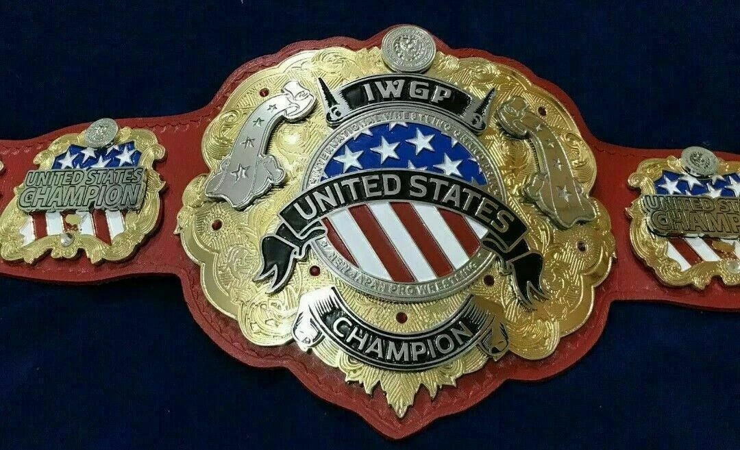 IWGP United States HeavyWeight Championship Leather Belt 2 Layers 2mm Brass