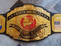 NWA North American Heavyweight Wrestling Champion Title Belt Adult Size 2mm Brass Black Leather