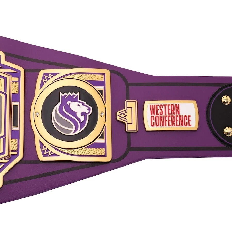 Sacramento Kings NBA 2mm Championship Belt Gold Plated Real Leather