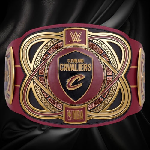 Championship belt with Cleveland Cavaliers logo and NBA branding on a white background
