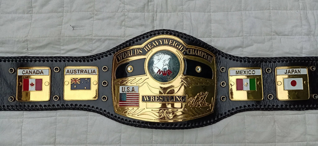 NWA DOM GLOBE WORLDS HEAVYWEIGHT CHAMPION WRESTLING BELT 4MM IN ZINC