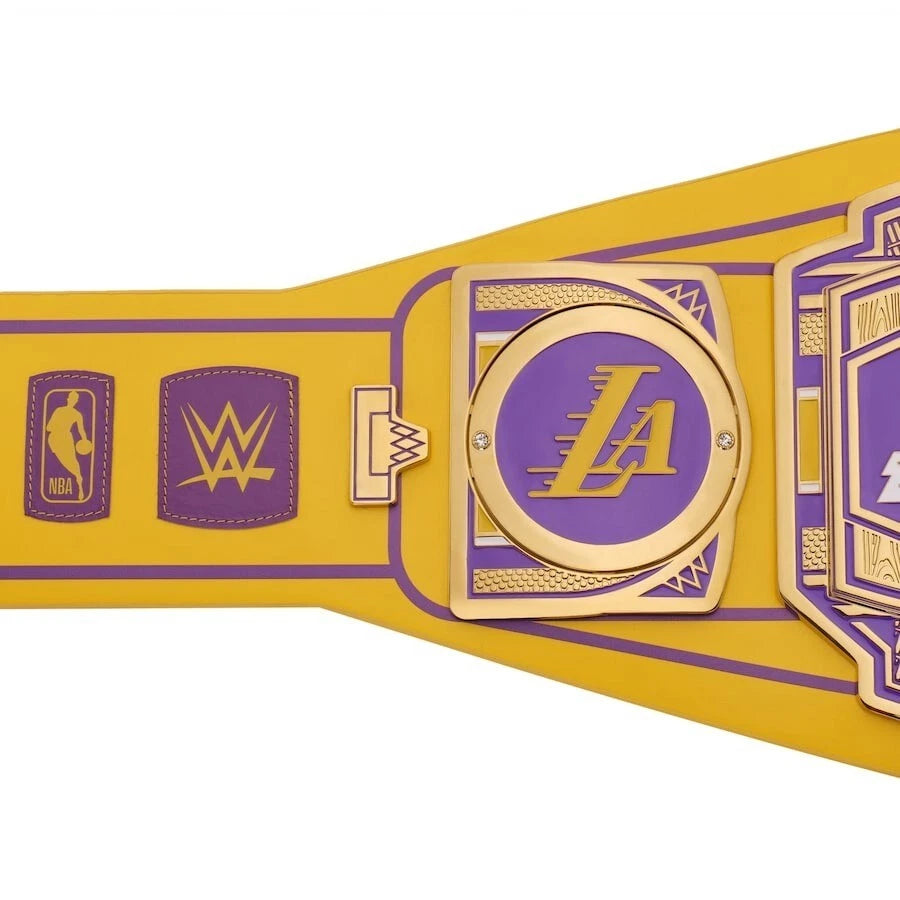 Los Angeles Lakers NBA 2mm Championship Belt Gold Plated Real Leather